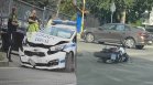 Инцидент с моторист в София, друг шофьор катастрофира челно в полицейска кола
