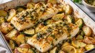 Рецепта за бяла риба със сезонни зеленчуци и ароматно масло